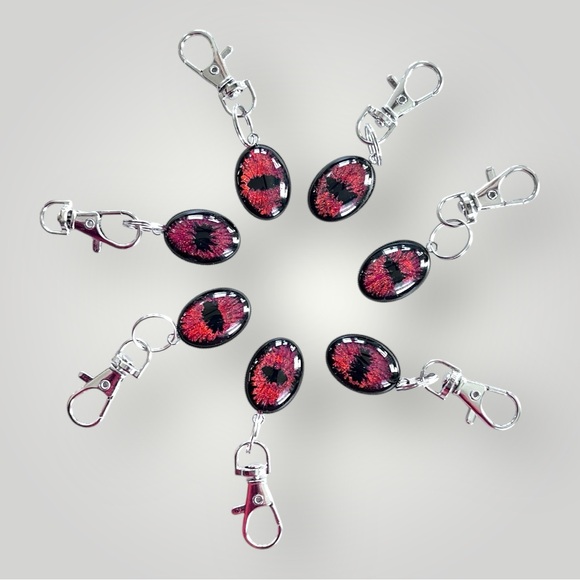 𝑯𝒂𝒏𝒅𝒎𝒂𝒅𝒆 Orange/Red Dragon Eye Keychain w/Gift Bag - Picture 7 of 9